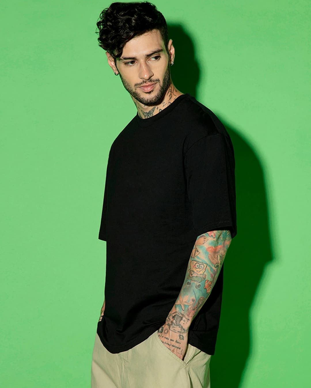 Men's Black Oversized T-shirt - alt